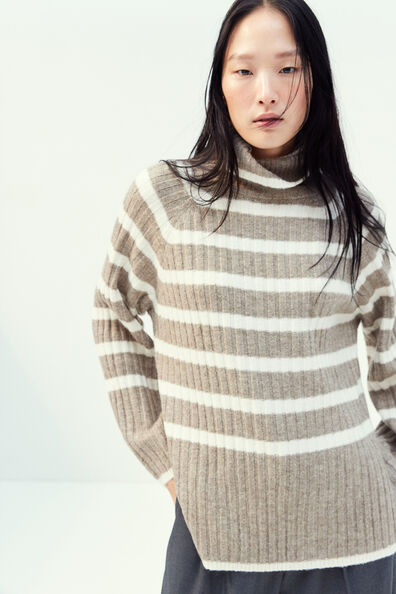 Rib-knit polo-neck jumper