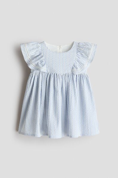 Flounce-trimmed cotton dress