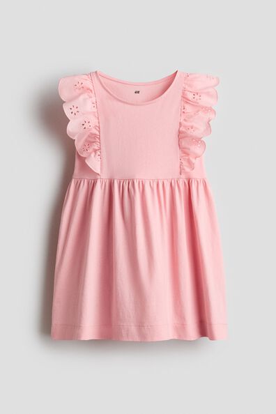 Flounce-trimmed cotton dress