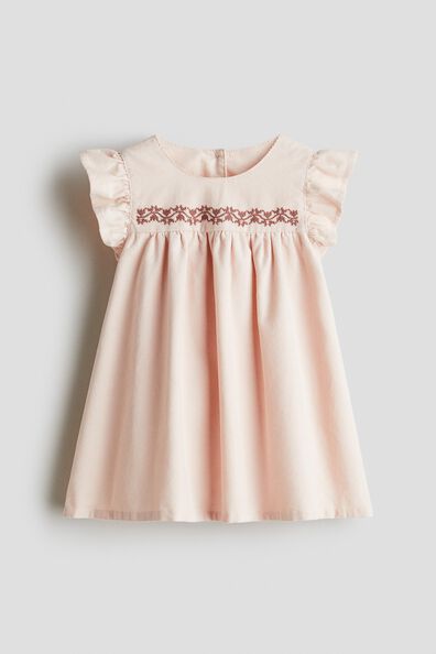 Cross stitch-detail corduroy dress