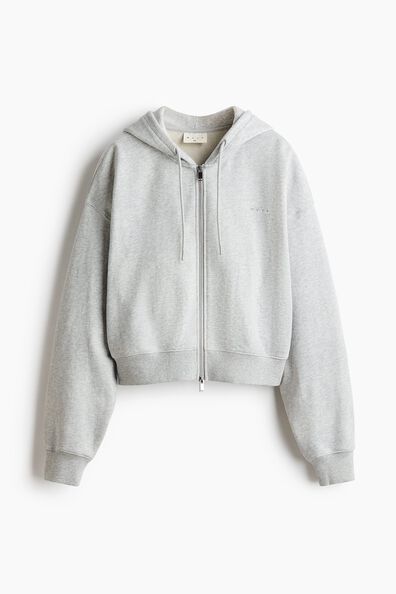 Sports cropped zip-through hoodie
