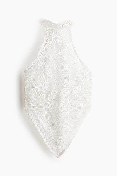 Asymmetric lace halterneck top