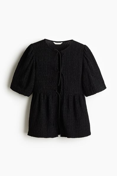 Tie-front peplum top