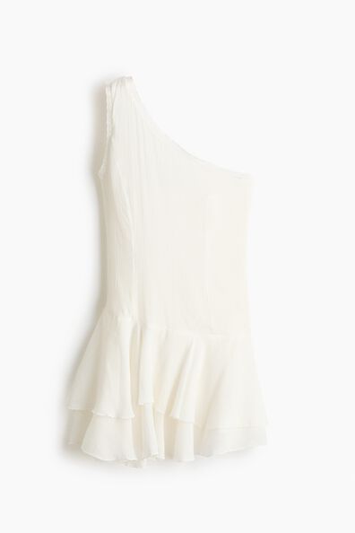 Flounced one-shoulder dress