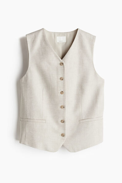 Linen-blend suit waistcoat