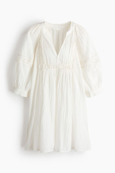 Lace-inset tunic dress