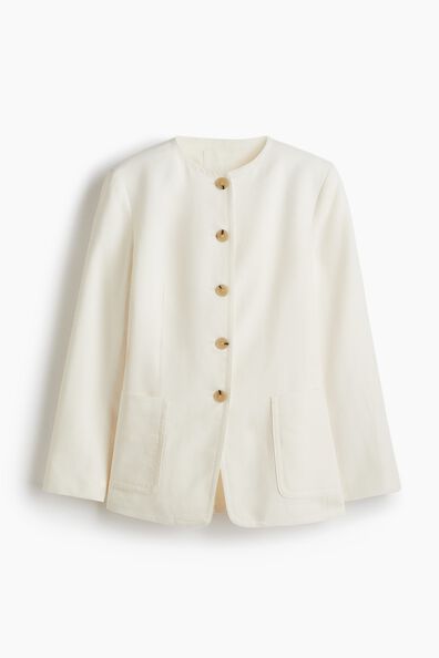 Linen-blend blazer