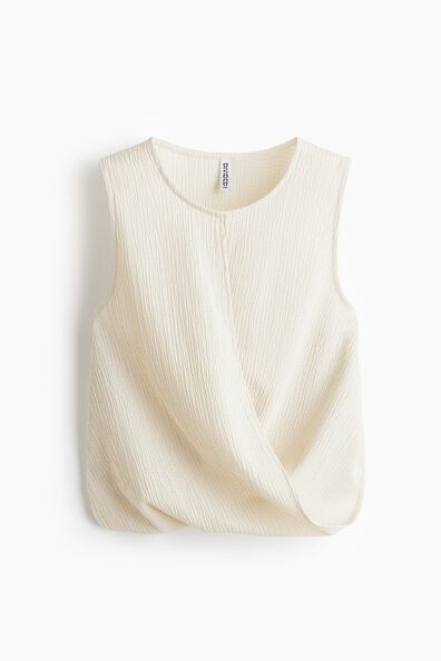 Wrap-detail crinkled top