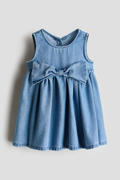 Bow-detail denim dress