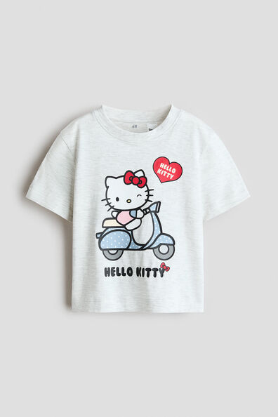 Print-motif cotton T-shirt