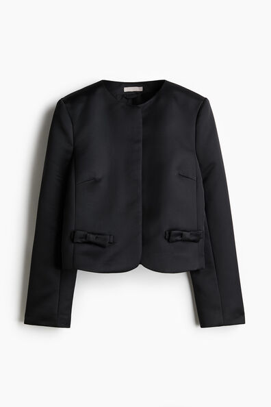 Bow-detail satin blazer