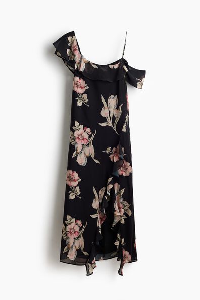 Asymmetric cold shoulder dress