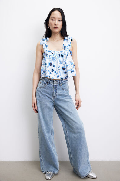 Linen-blend blouse