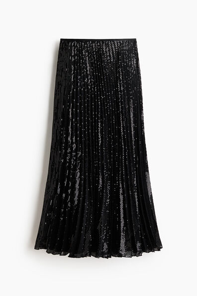 Sequined plissé skirt