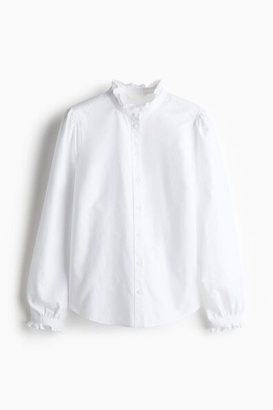 Frill-trimmed Oxford blouse