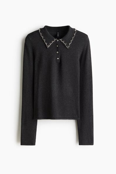Embellished polo top