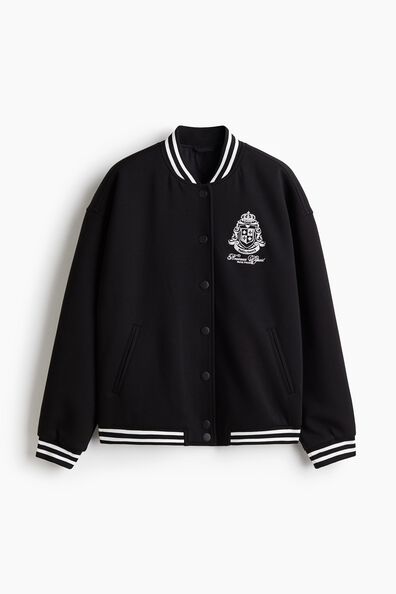 Motif-detail baseball jacket