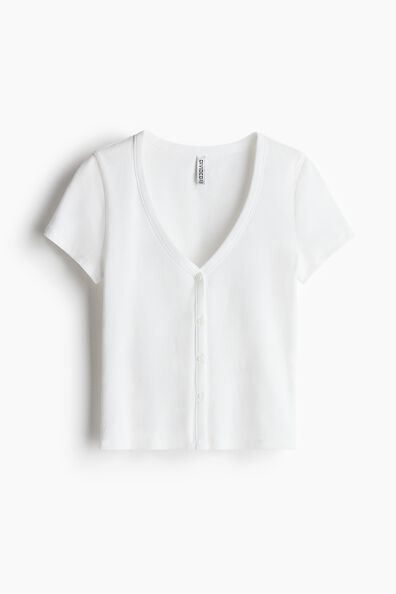 Ribbed button-front T-shirt
