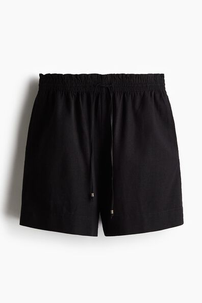 Linen-blend drawstring shorts