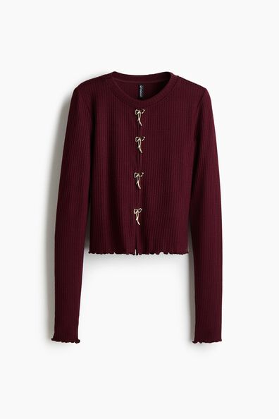 Ribbed bow-detail top