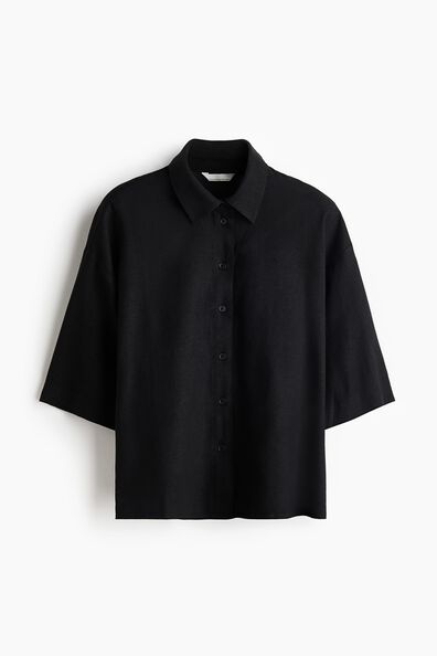 Oversized linen-blend shirt