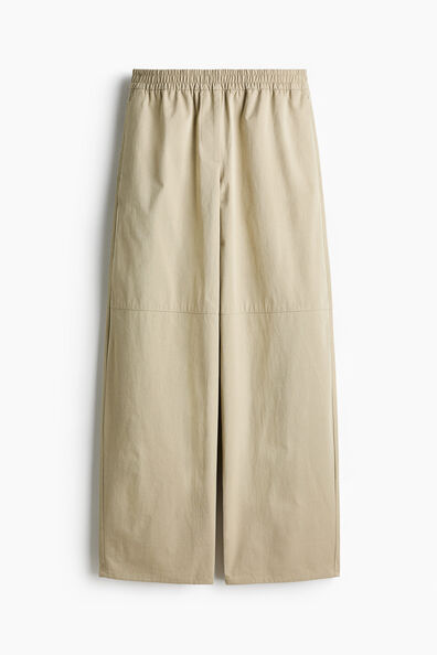 Barrel-leg twill trousers