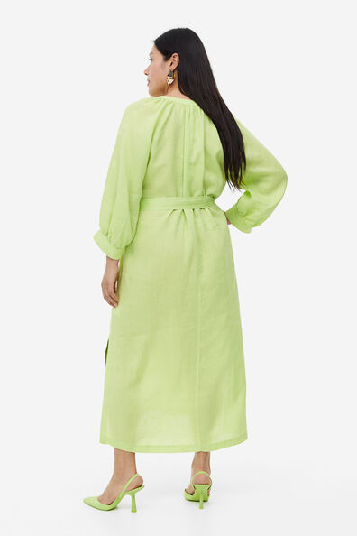 Linen tie-belt dress