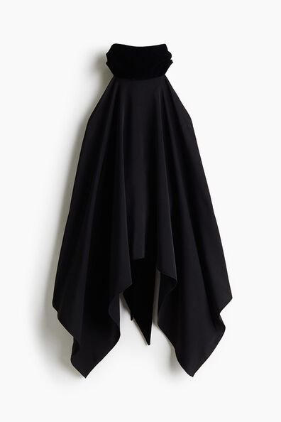 Scarf-collar halterneck top