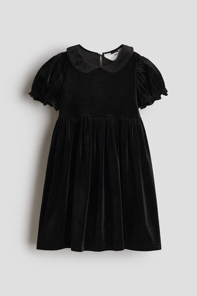 Collared velvet dress