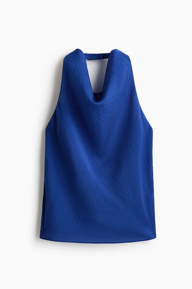 Cowl-neck halterneck top