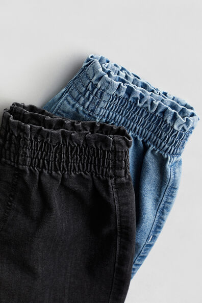 2-pack denim paper bag shorts