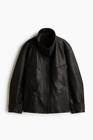 Peplum leather jacket