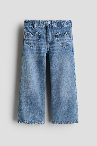 Motif-detail Wide Leg Jeans