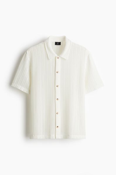 Regular Fit Crochet-look shirt