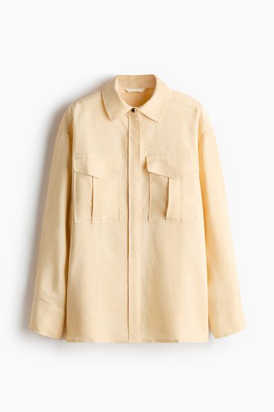 Linen-blend cargo shirt