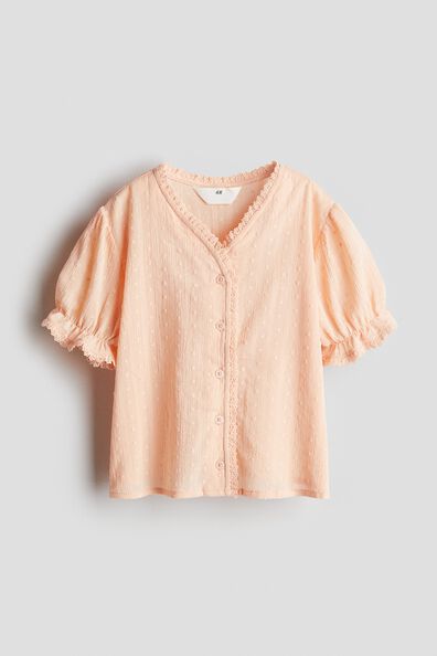 Lace-trimmed cotton blouse