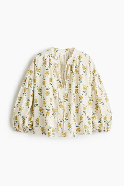 Linen-blend blouse