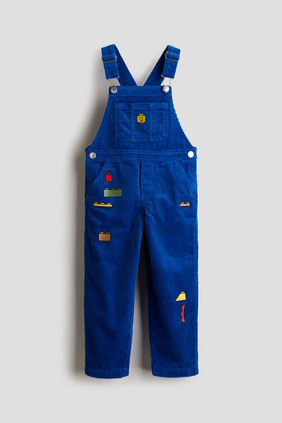 Embroidered-detail corduroy dungarees