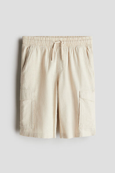 Linen-blend cargo shorts
