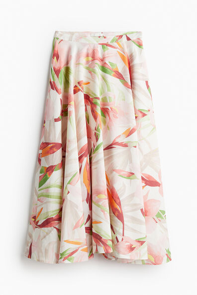 Linen-blend circular skirt