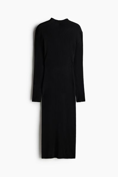 Rib-knit turtleneck dress