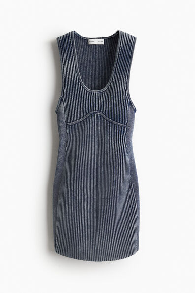 Washed rib-knit dress