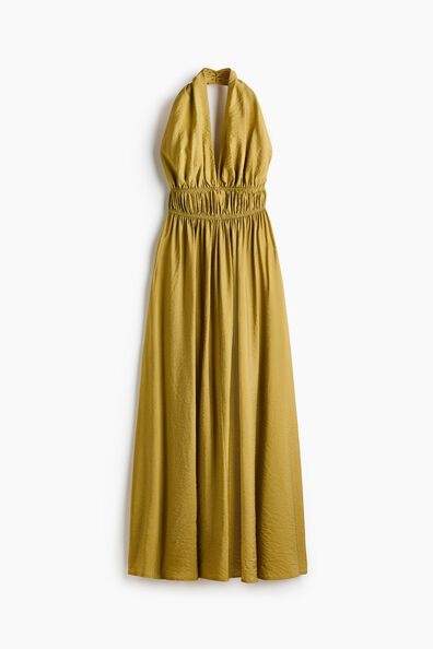 Flared-skirt halterneck dress