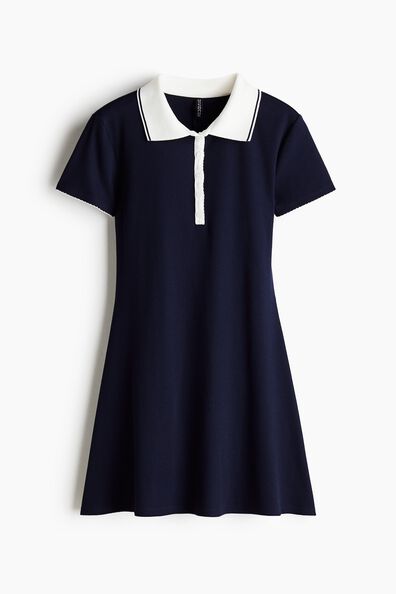Flared-skirt polo dress