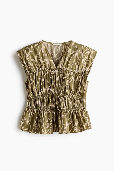 Drawstring poplin blouse