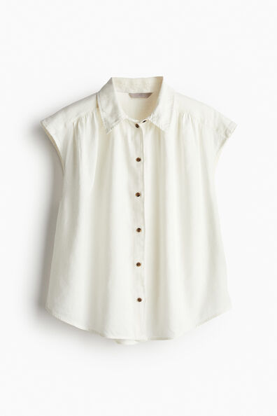 Linen-blend sleeveless shirt
