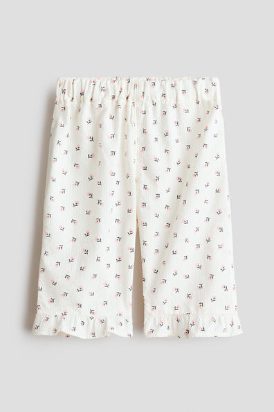 Frill-trimmed cotton trousers