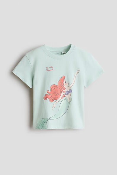 Print-motif cotton T-shirt