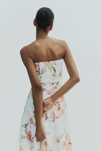 Linen-blend bandeau dress