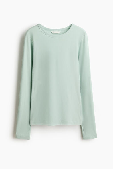 Ribbed cotton-blend top